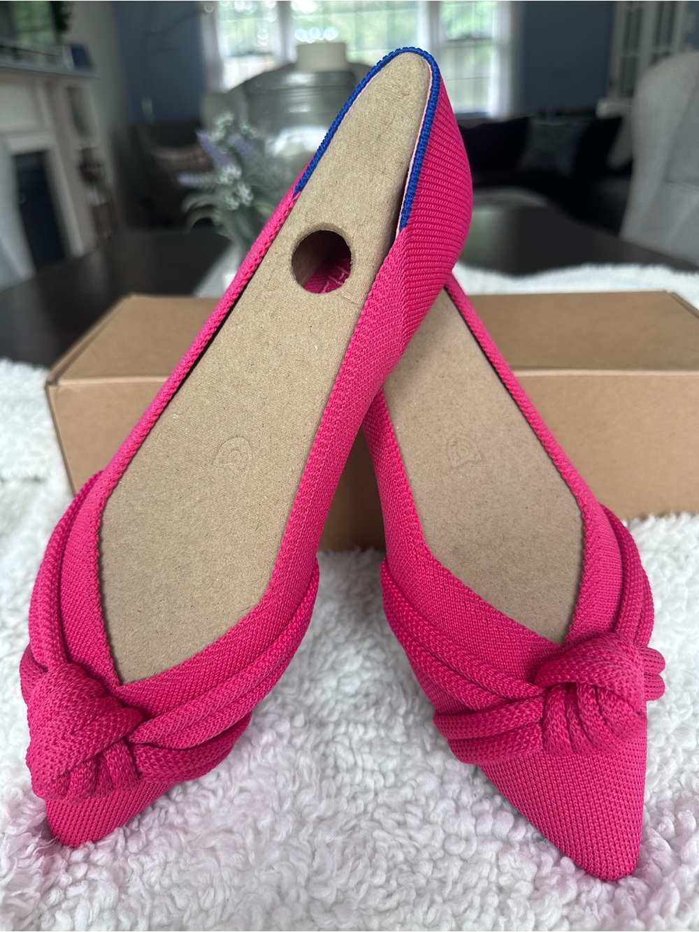 Rothy's Hot Pink Pointed-Toe Knot Flats - Picture 9 of 10